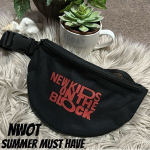 NWOT New Kids On The Block Belt Bag-Black/Red Lettering